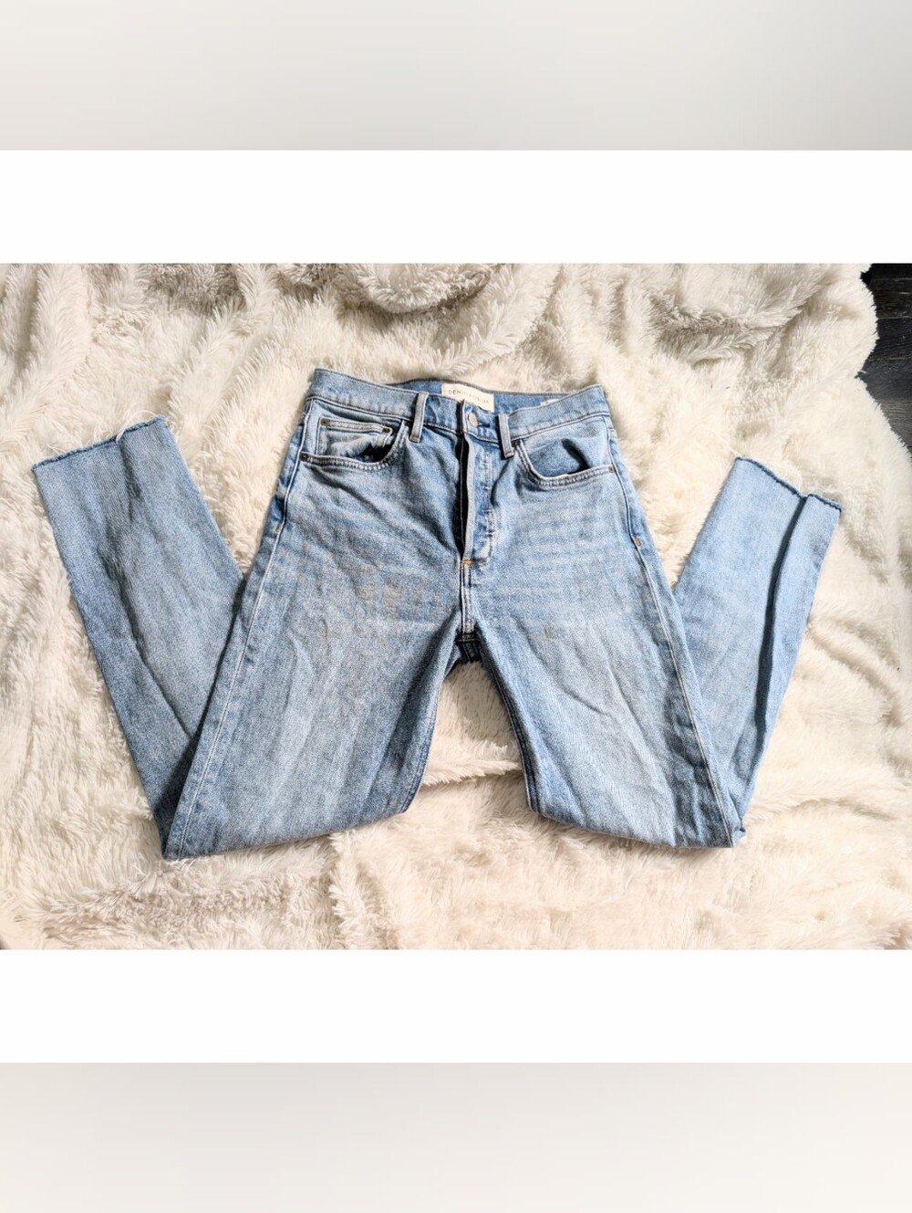 Denim Forum The Yoko High Rise Slim Light Blue Women's High-Rise Straight Jeans
